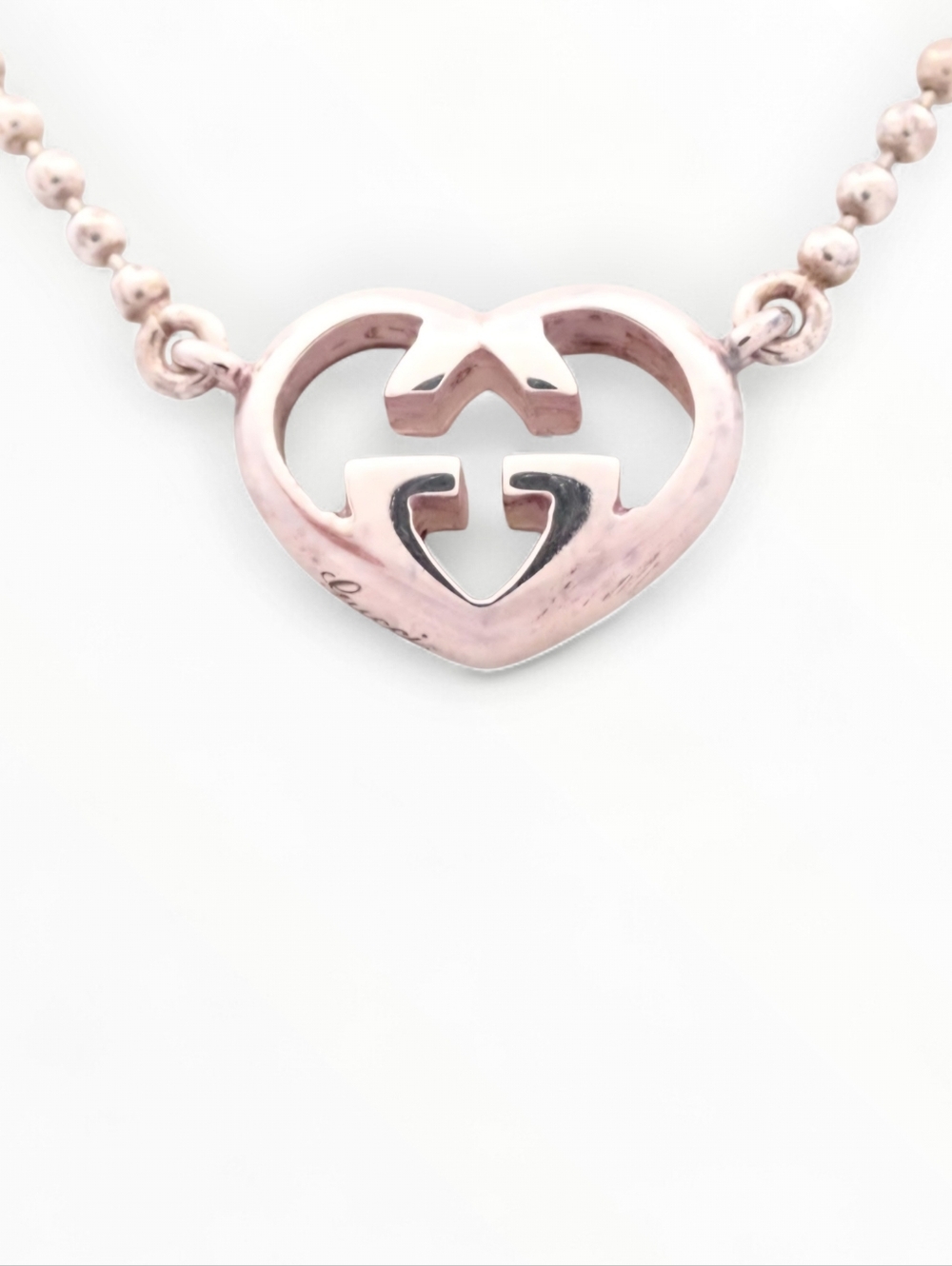 Gucci Heart Interlocking G Necklace 925 Silver